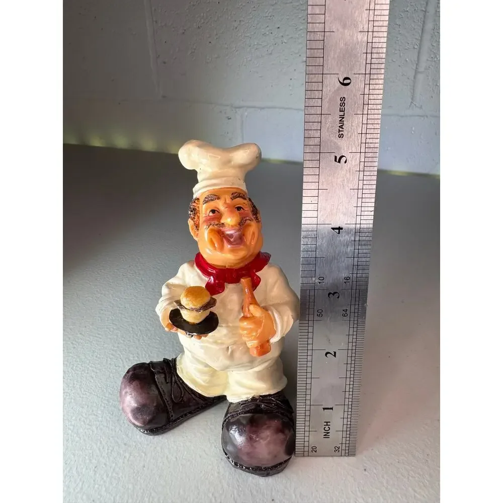 Vintage Chef Figurine Cook Holding Burger & Rolling Pin Kitchen Decor  Statue